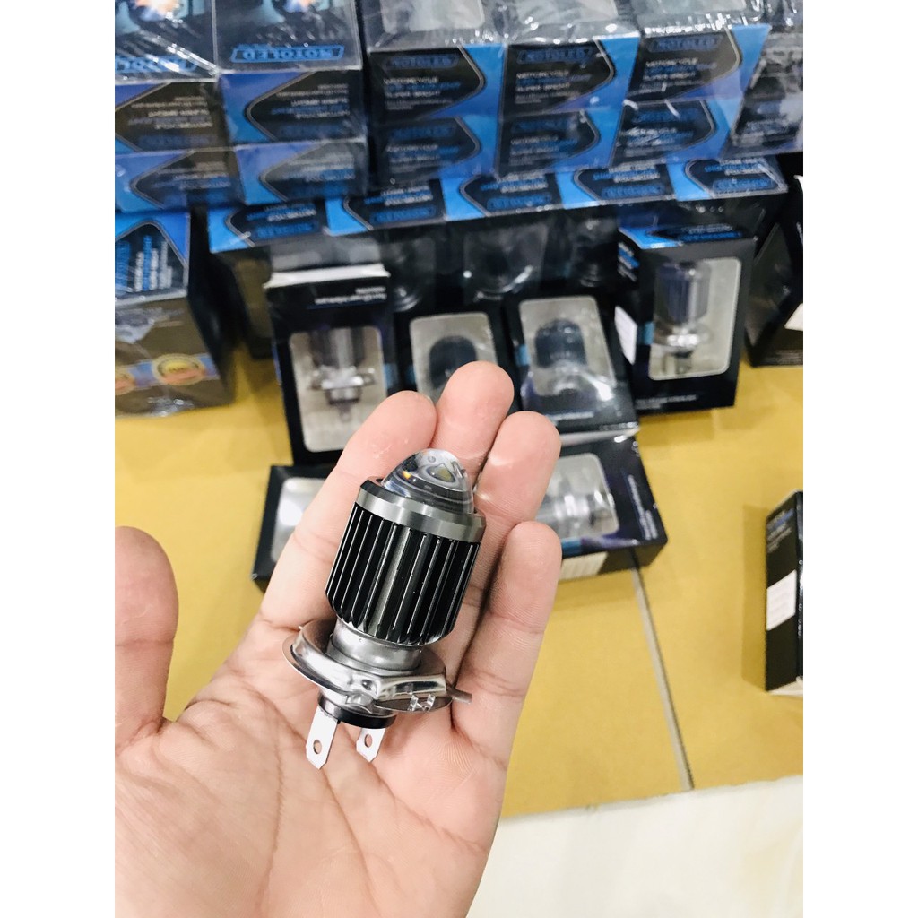 Đèn Pha Bi Cầu L1 Chân Cài H4 Ánh Sáng Trắng - Vàng Tản Nhiệt Nhôm Bảo hành 6T - dochoixemay