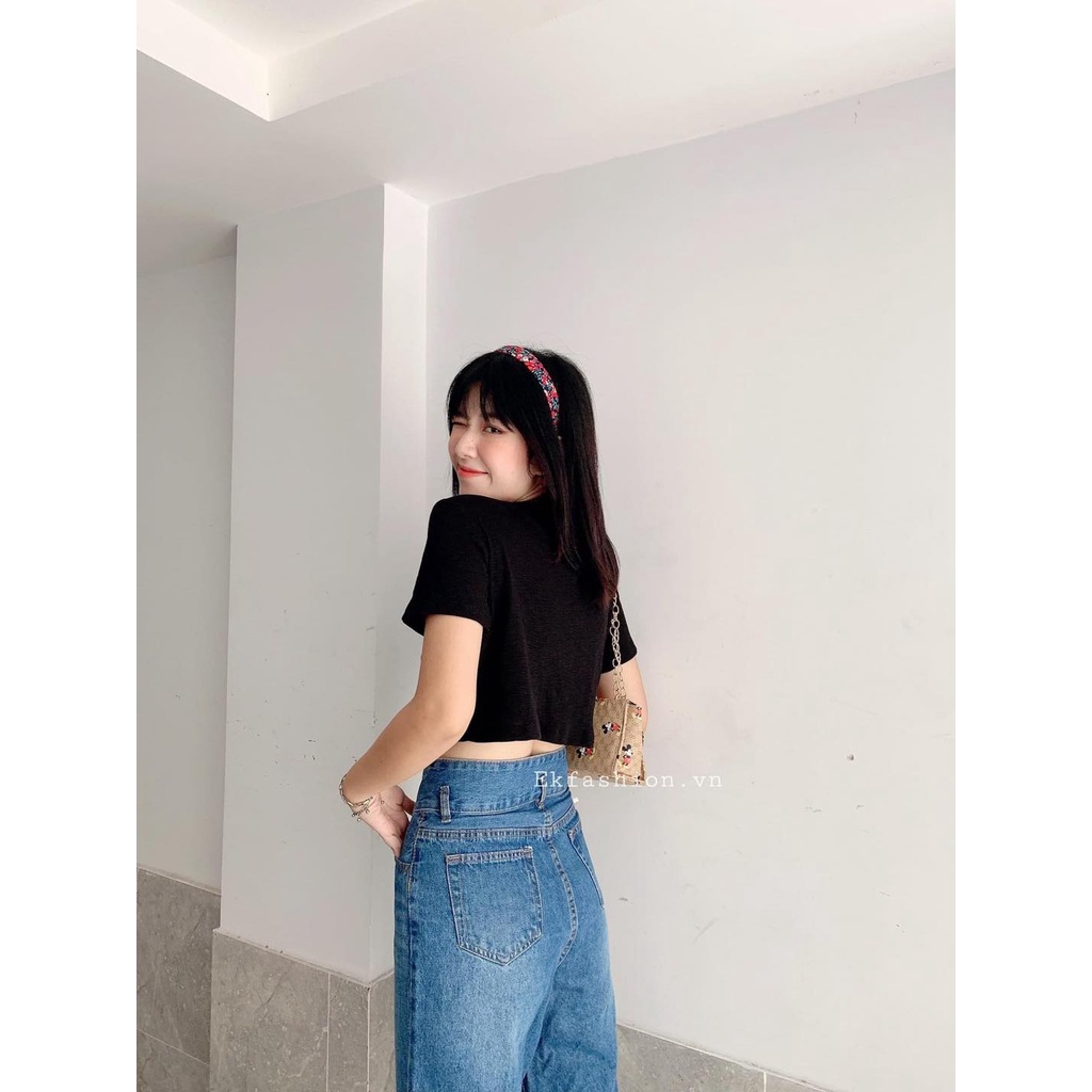 [EIGHTYK] Áo Croptop Thun Tay Ngắn Phối Dây Rút | BigBuy360 - bigbuy360.vn
