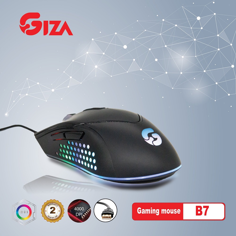 [Gaming Mouse] Chuột chuyên Game cao cấp GIZA B7 Dor Beetle, Led RGB, DPI 4000, BH 2 năm (Đen) - Nhất Tín Computer