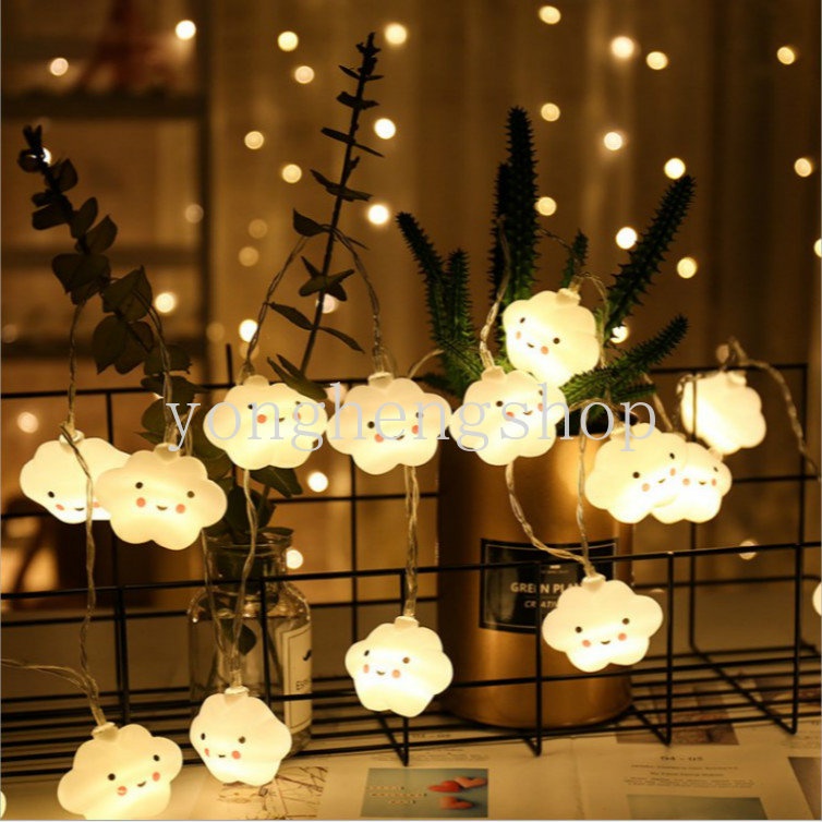 Dây Đèn LED 10 Bóng Hình Trăng Sao Đám Mây Dễ Thương Sáng Tạo Trang Trí Tiệc