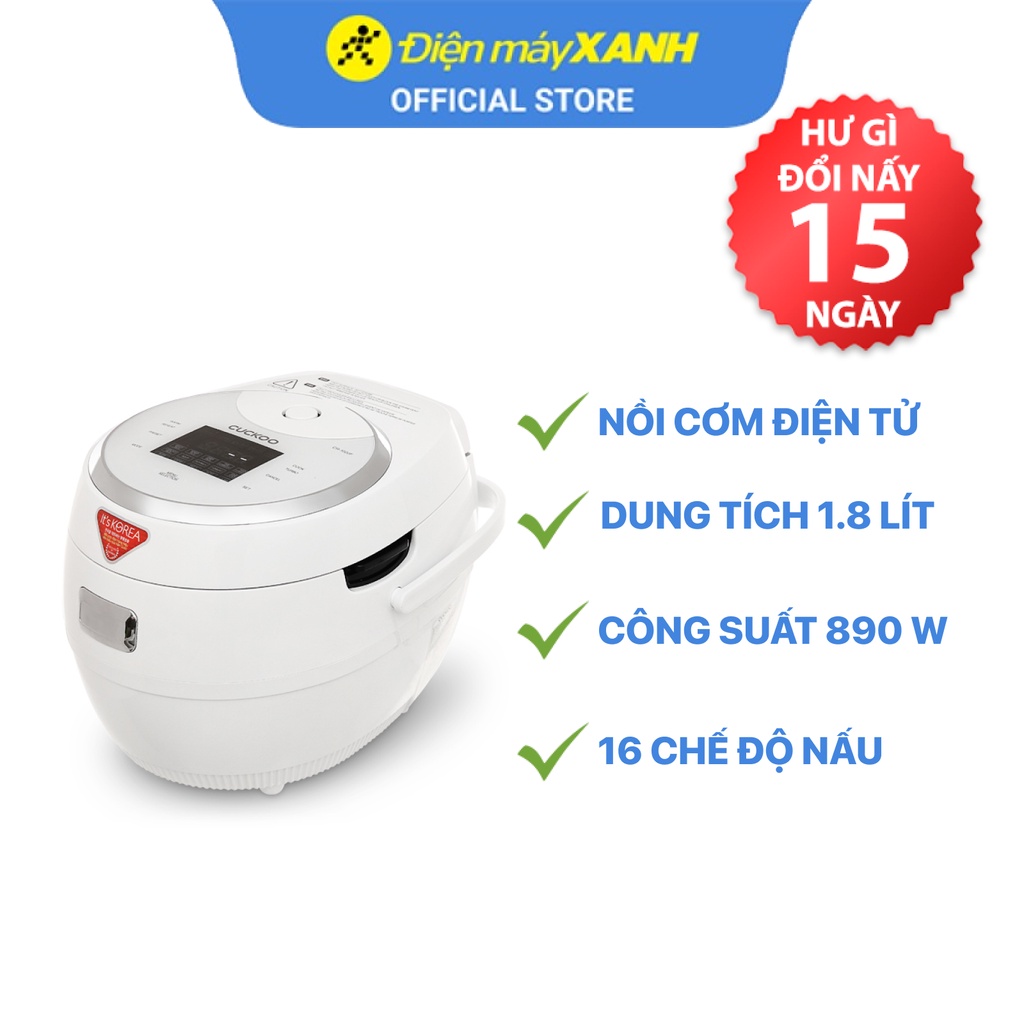 Nồi cơm điện tử Cuckoo CR-1020F 1.8 lít 890 W lòng nồi chống dính - Chính hãng BH 24 tháng