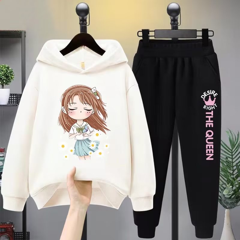 Bộ Áo Hoodie + Quần Dài In Họa Tiết Phong Cách Phương Tây Thời Trang Mùa Thu Cho Bé