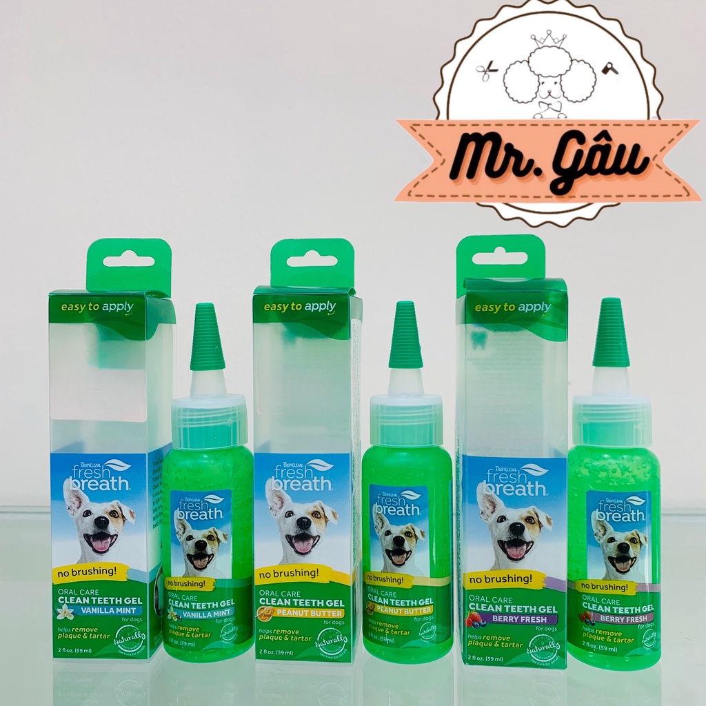 Gel vệ sinh răng miệng đánh bay mảng BÁM CAO RĂNG MÙI HÔI MIỆNG CHO CHÓ, MÈO - TropiClean Fresh Breath WIP