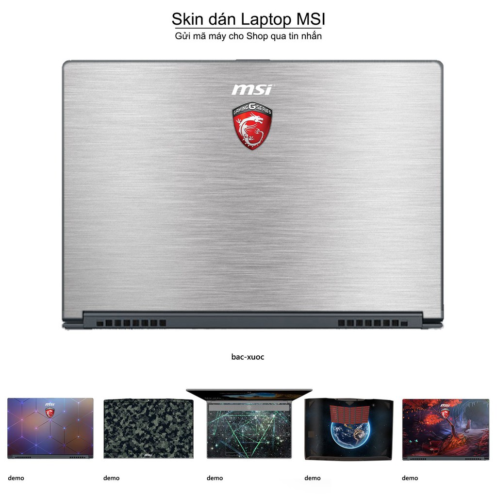 Skin dán Laptop MSI in màu bạc xước (inbox mã máy cho Shop)