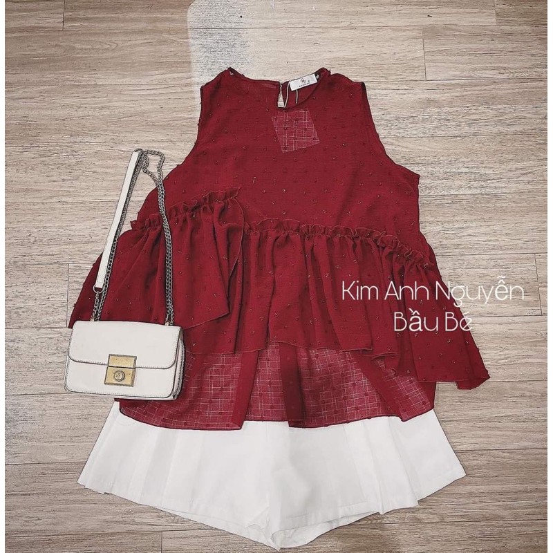 [Mã WASTCOOL giảm 15% tối đa 50K đơn 99K] Set áo đỏ sát nách quần trắng dành cho nữ