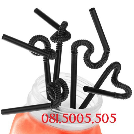 Túi 50 Ống hút Nghệ thuật xoắn phi 6 màu đen hoặc nhiều màu hàng xịn