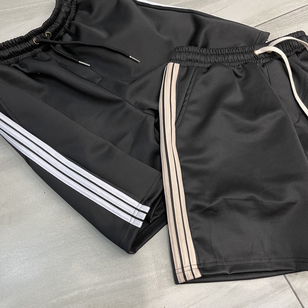 Quần short 3 sọc Nâu thể thao chất poly nam nữ
