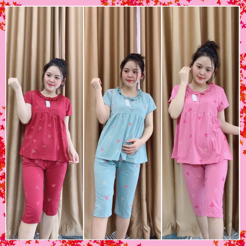 Bộ bầu - bộ sau sinh - chất liệu cotton - kiểu mới thời trang ( 3 nút  - lửng )
