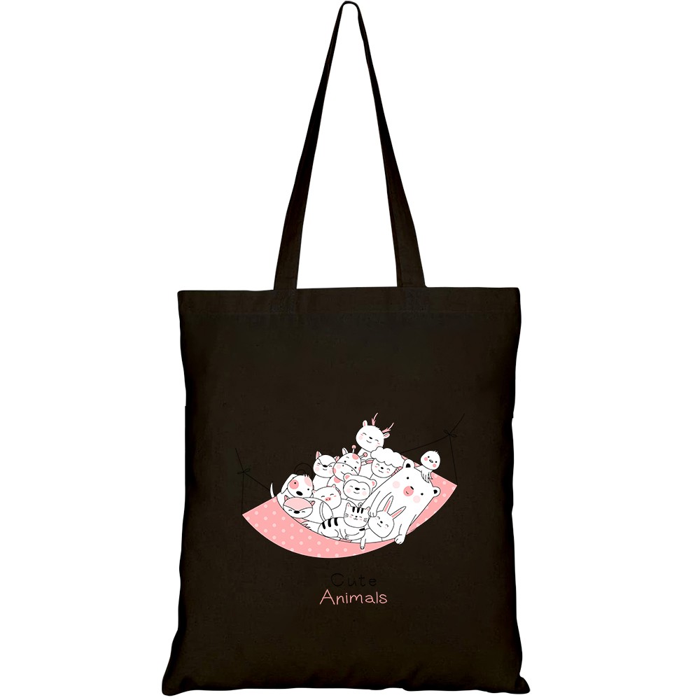 Túi vải tote canvas HTFashion in hình cute animals cartoon style HT191