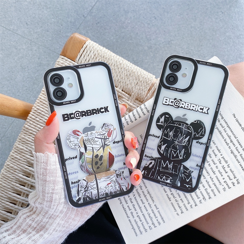 Fashion Tide Brand Kaws Clear Phone Case for IPhone 12 11 Pro Max X Xs Max XR 8 7 Plus Colorful Frame Soft TPU Back Cover