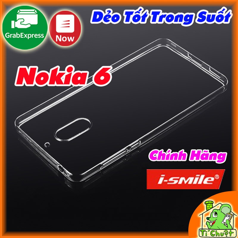 Ốp lưng Nokia 6 Dẻo trong suốt i-Smile Chính Hãng
