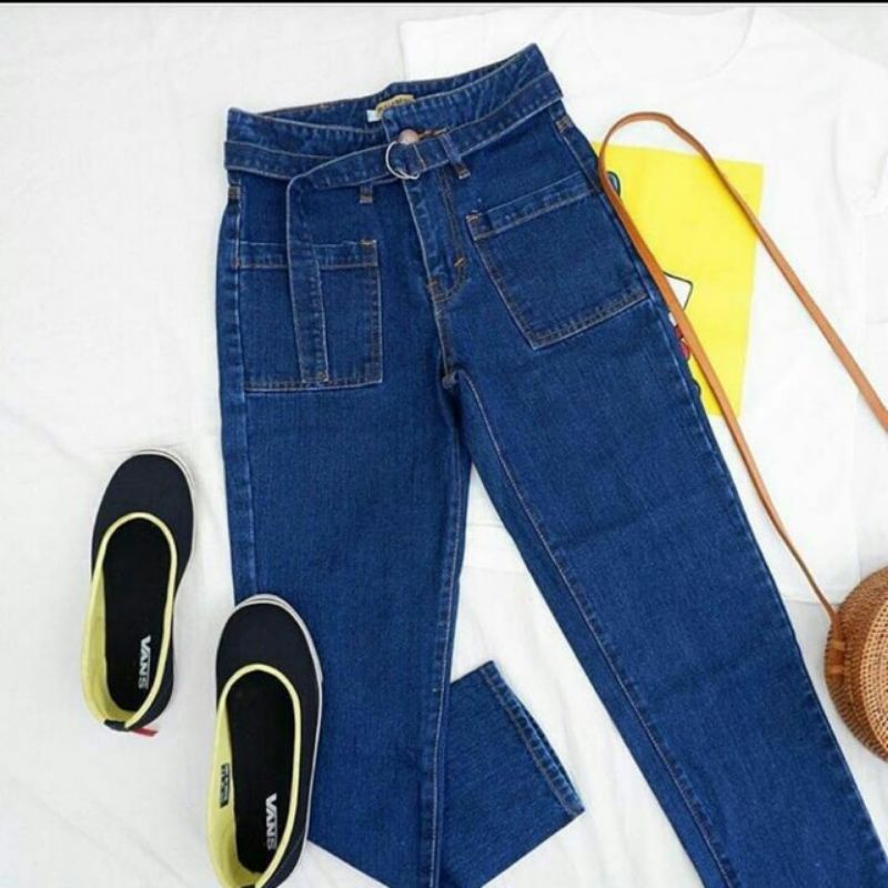 Quần Jean Dây Baggy || Quần Jean Có Túi Phối Dây