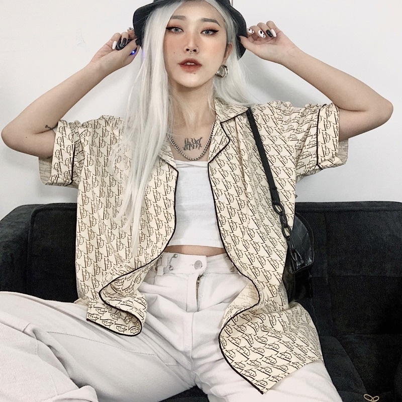 THELSTUDIOS Áo sơ mi cộc tay MONOGRAM
