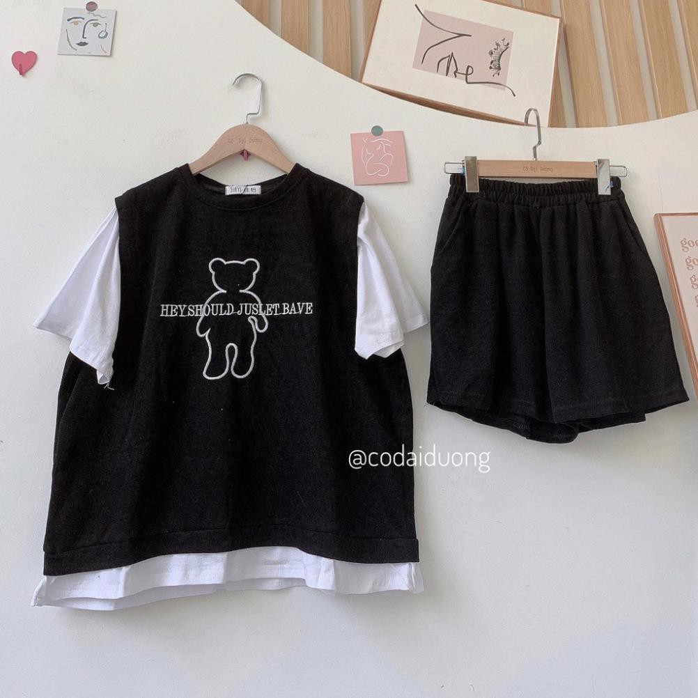 [SIÊU HOT] Sét Bộ Thể Thao Mặc Nhà Nam Nữ Hình Gâu Phối Vạt, Chất Cotton Không Phai ( ẢNH THẬT)