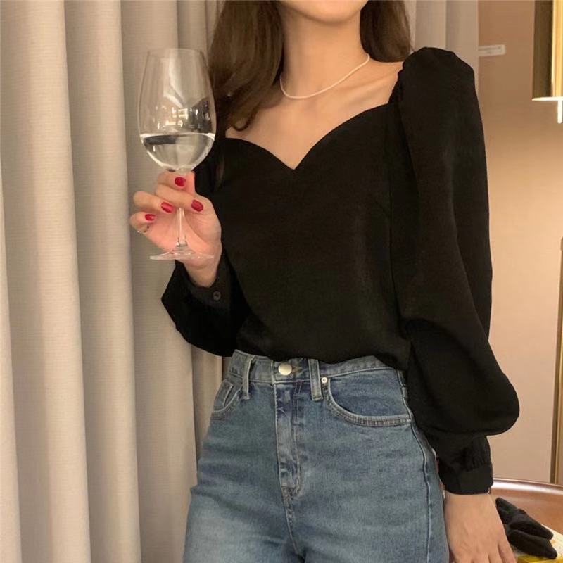 Áo kiểu tay dài cổ thuyền màu sắc trẻ trung thanh lịch 39782