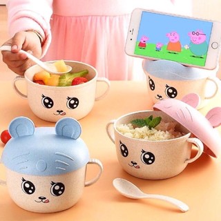 Bát ăn dặm lúa mạch hình mèo kèm thìa