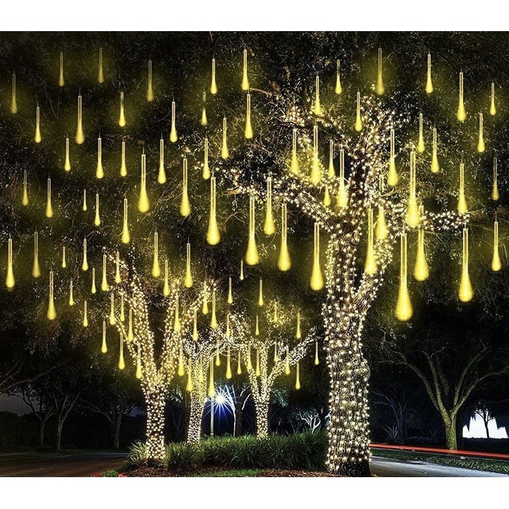 (Chọn Màu) Dài 3 Mét 8 Ống Đèn Led Sao Băng 50 CM-Rèm Đèn Led Chống Nước Trang Trí Tiệc Ngoài Trời Sân Vườn Noel