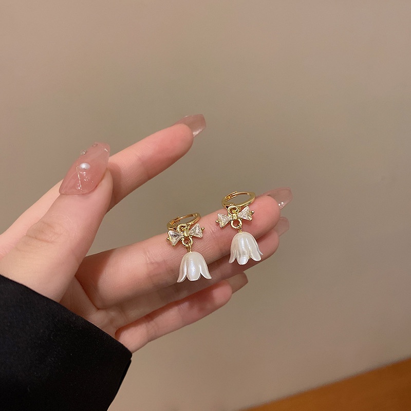 Khuyên Tai Hình Nơ Đính Đá Dễ Thương Ngọt Ngào Phong Cách Hàn Quốc