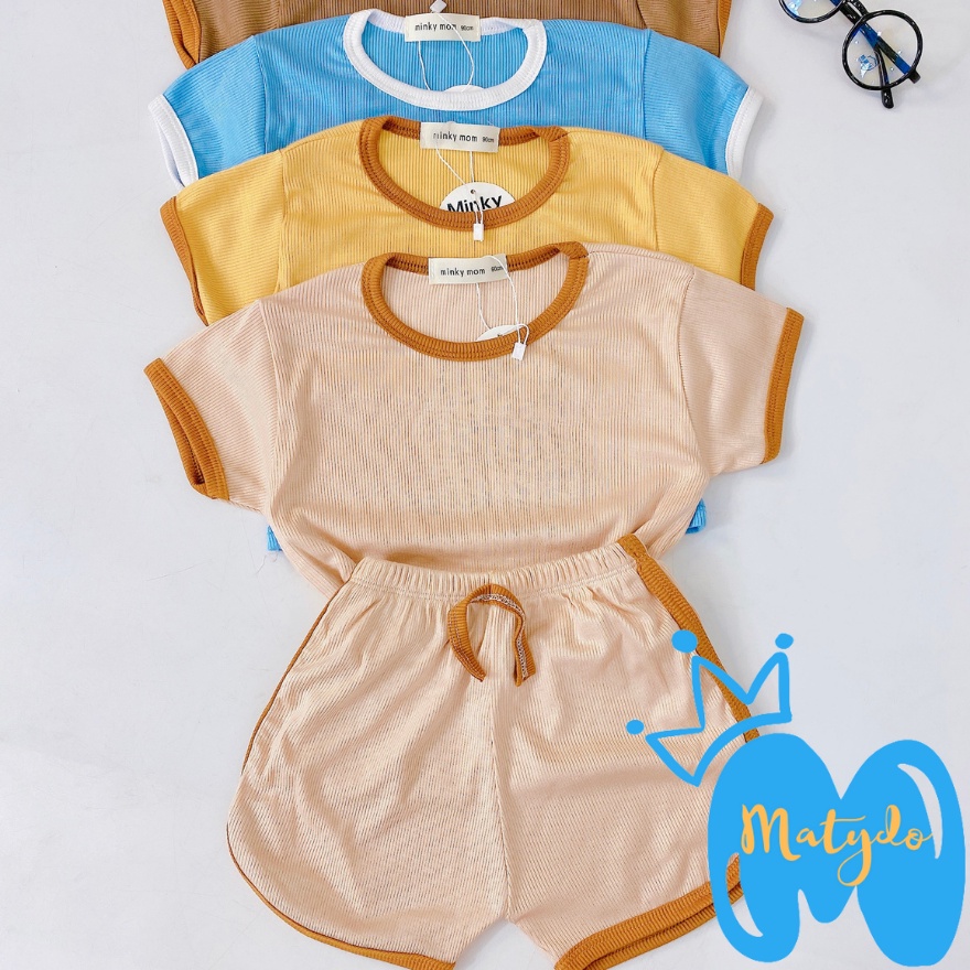 Bộ quần áo bé trai bé gái cộc tay cotton tăm mềm mịn thấm hút mồ hôi cho trẻ 7-17kg