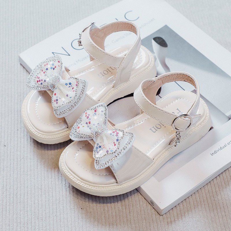 Sandal đính nơ kèm vương miện cho bé gái mẫu hot 2022 - Hàng Quảng Châu Cao Cấp (K62)