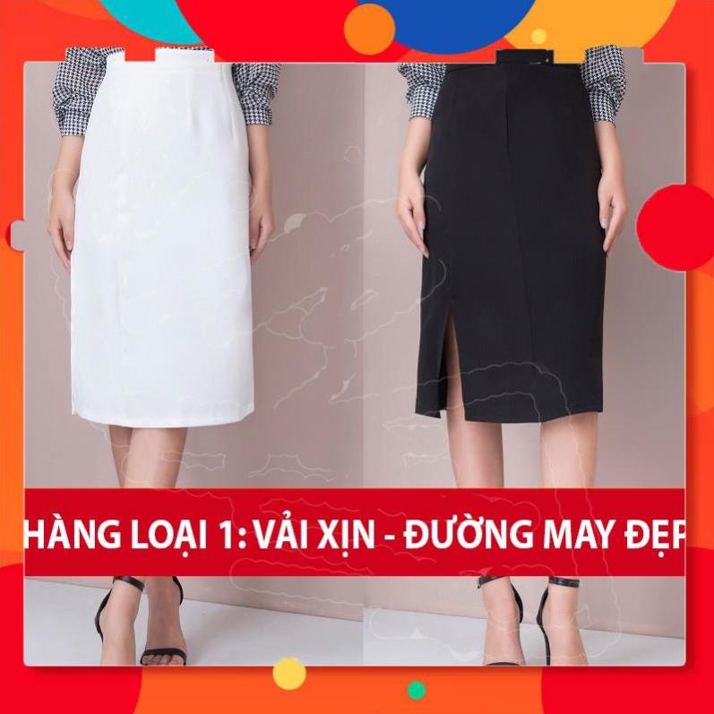 Chân Váy Công Sở Dài Chữ A xẻ tà Madela, Váy Công Sở Dài qua gối kiểu dáng Chữ A thanh lịch MADELA
