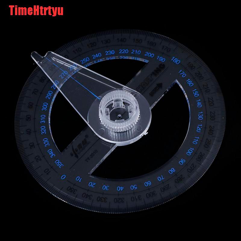 TimeHtrtyu Portable Diameter Of 10cm Plastic 360 Degree Pointer Protractor Ruler