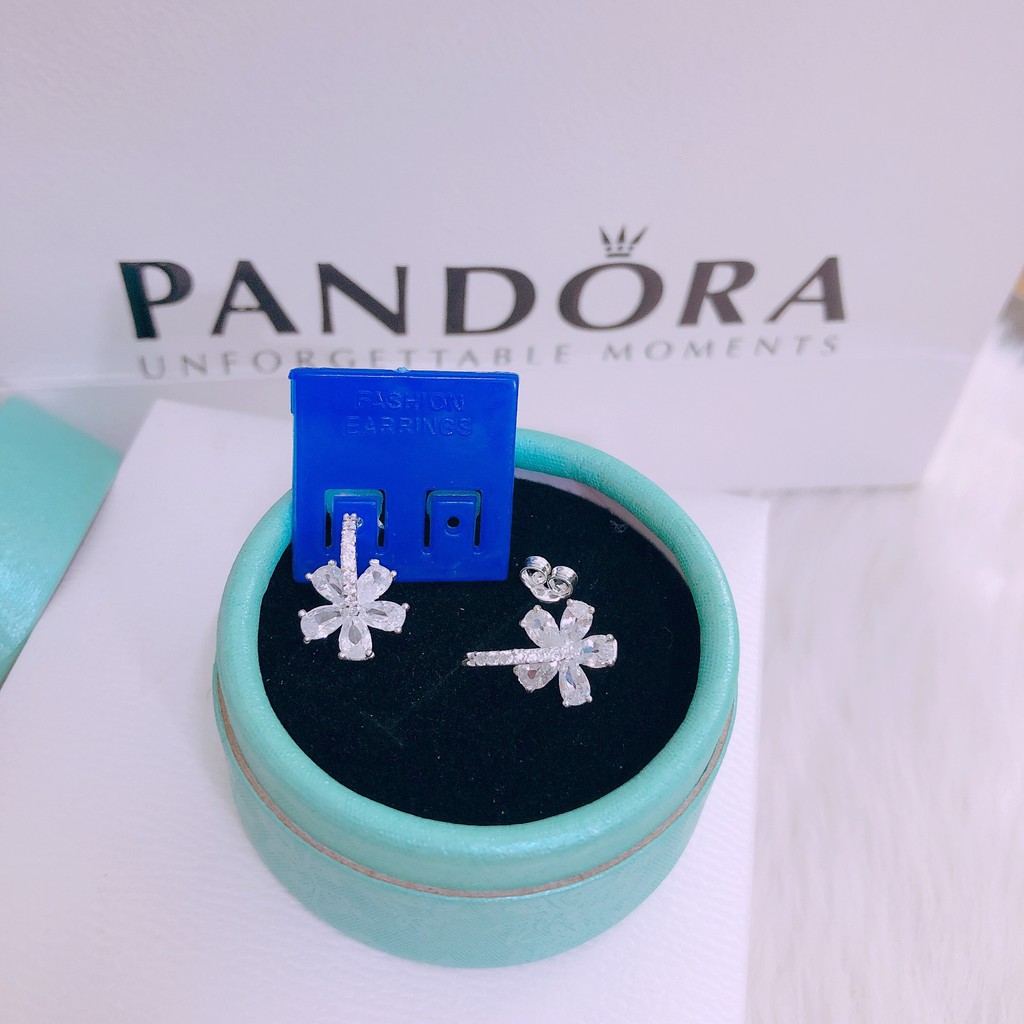 BÔNG TAI HOA ĐÁ BẠC TA XINH XẮN