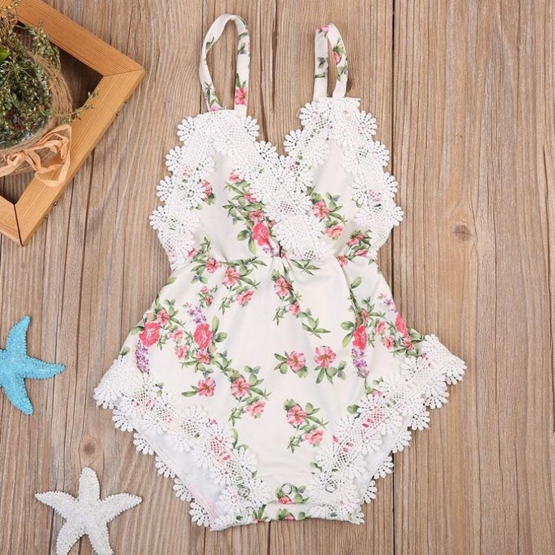 BღBღNewborn Toddler Baby Girls Clothes Bodysuits Sleeveless Flower Lace Floral Jumpsuit Sunsuit Clothing