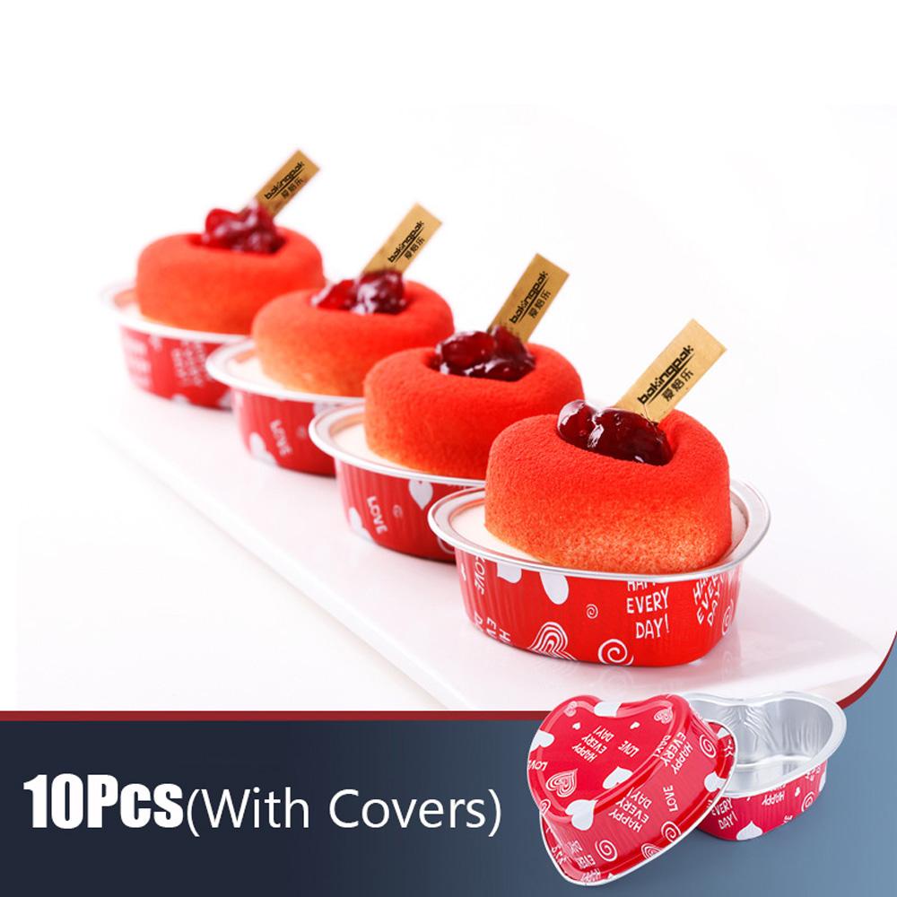 AUGUSTINA Set 10 Đế Bánh Cupcake Hình Trái Tim