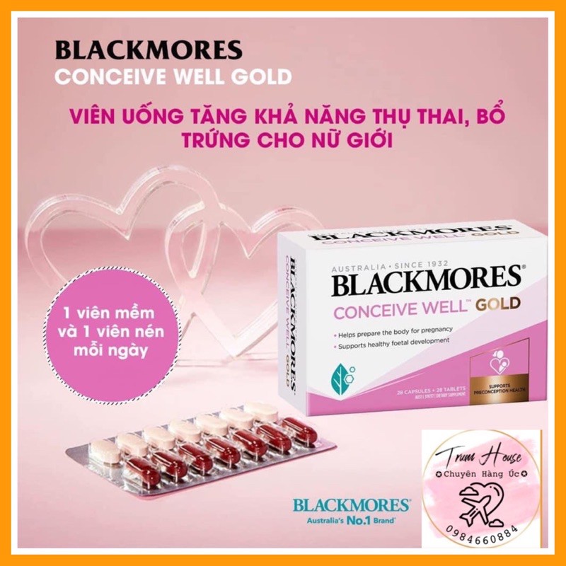 Viên uống tăng khả năng thụ thai Blackmores Conceive Well Gold - Úc 56v