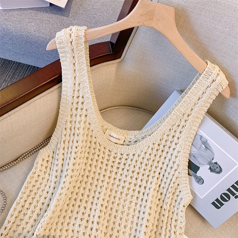 Áo Dệt Kim Sát Nách Mỏng Thời Trang Mùa Hè Phong Cách Hàn Quốc Cho Nữ