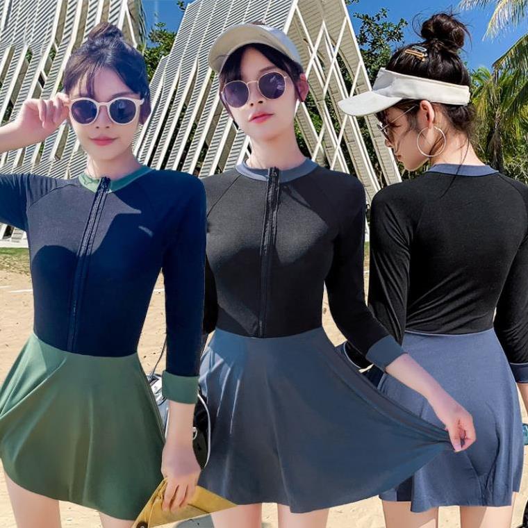 Áo tắm một mảnh dành cho nữ Sinh viên Áo tắm dài tay mỏng và mảnh của Hàn Quốc Ins Hot Spring 🥇 -