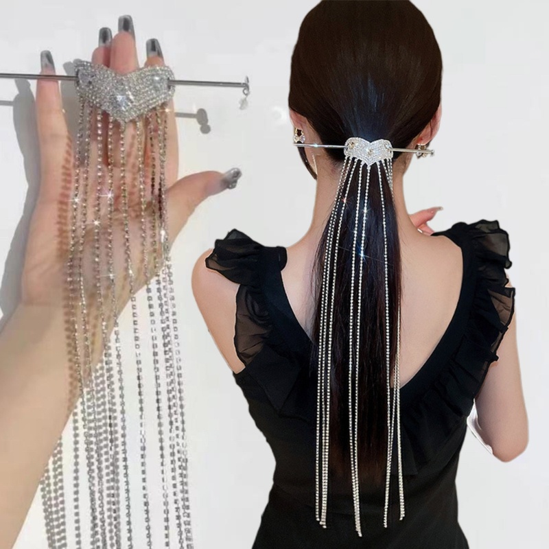 Trâm Cài Tóc Hình Trái Tim Bằng Kim Loại Đính Đá Đa Năng Thanh Lịch