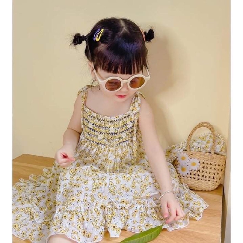 ĐẦM SMOCK HAI DÂY HOA NHÍ KÈM TUBAN