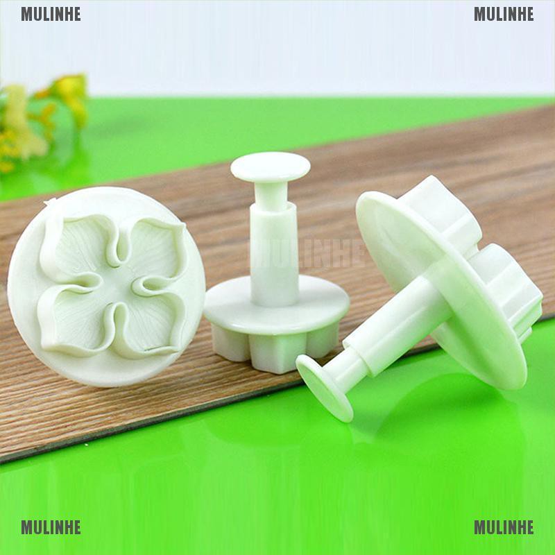 Set 3 Khuôn Nhấn Tạo Hình Hoa Trang Trí Bánh DIY