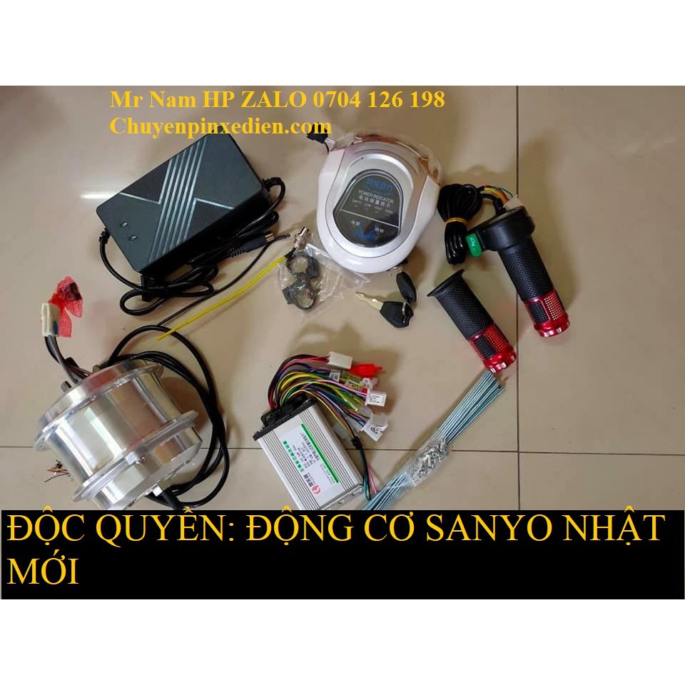 Lắp bánh trước, động cơ NHẬT MỚI SANYO Bộ thiết bị chế xe đạp thường thành xe đạp điện công suất 250w