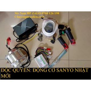 Lắp bánh trước, động cơ NHẬT MỚI SANYO Bộ thiết bị chế xe đạp thường thành xe đạp điện công suất 250w