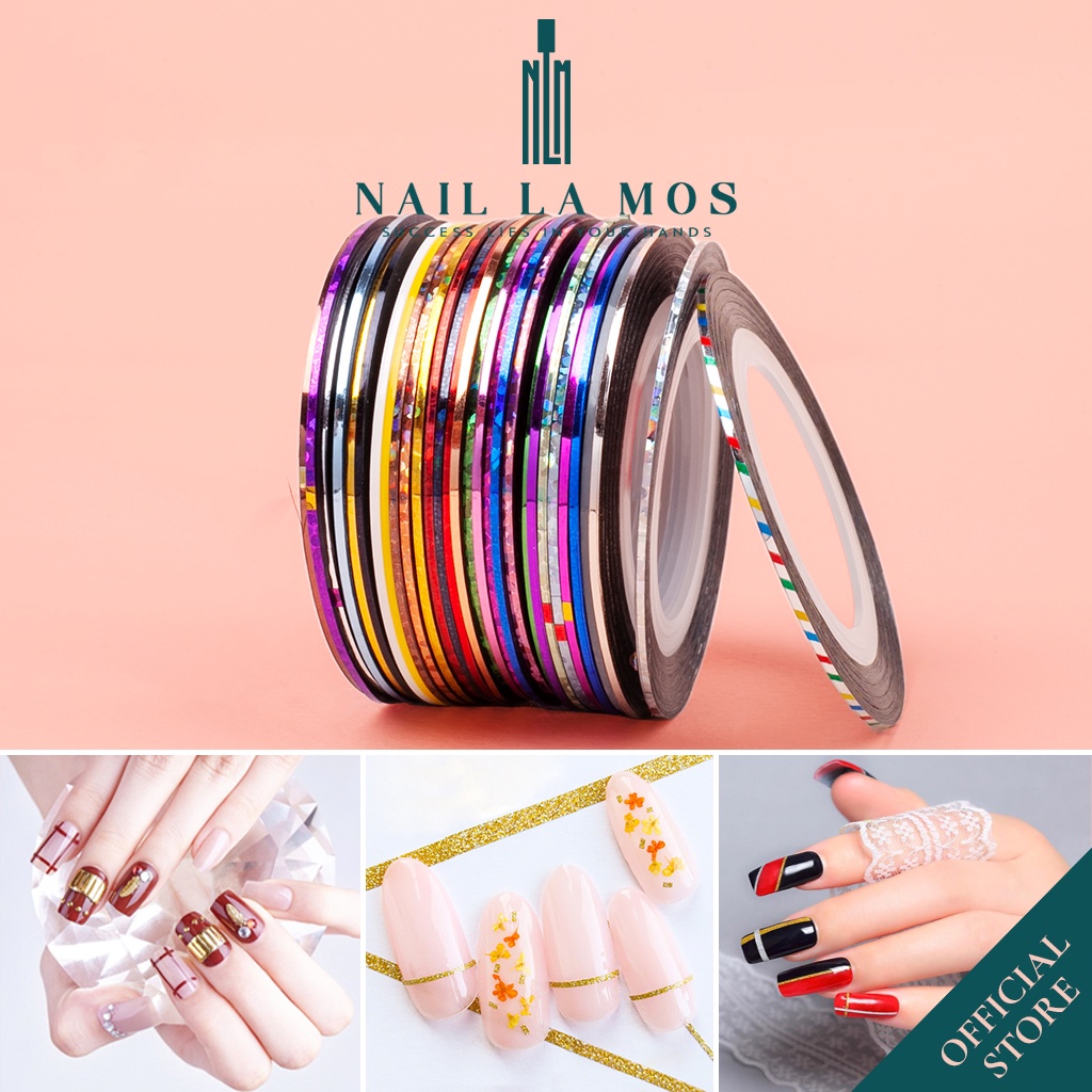 Set 30 cuộn line nail mix các màu sắc - line trang trí móng tay đa phong cách