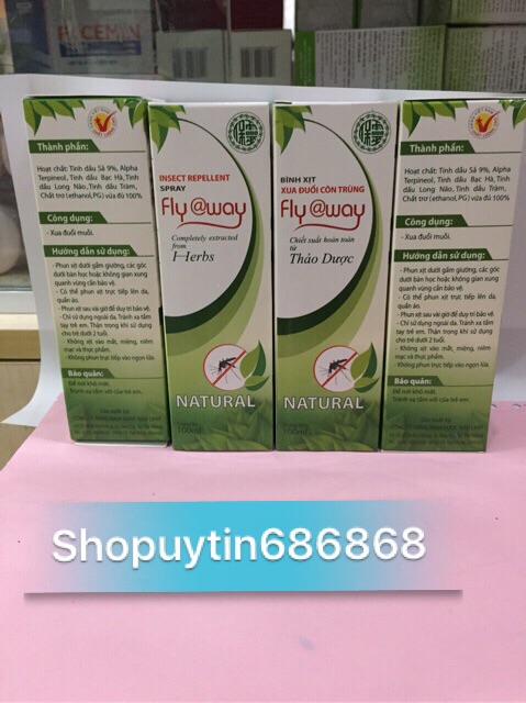 Bình xịt muỗi thảo dược fly@way 100ml ( chính hãng)