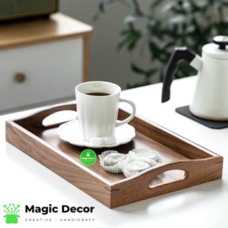 Khay trà gỗ óc chó nhập khẩu nguyên khối kích thước 25x38cm