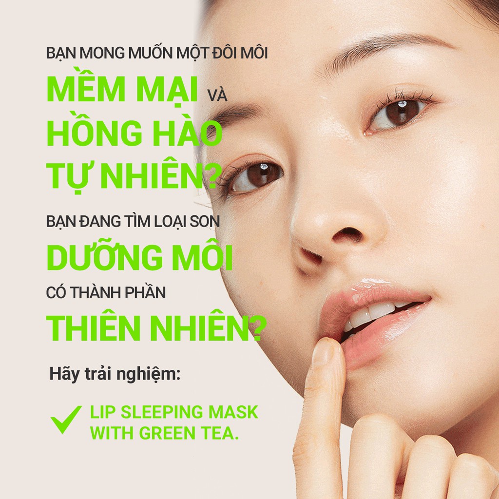 [Mã COSIF03 giảm 10% đơn 400K] Mặt nạ ngủ dưỡng ẩm trà xanh cho môi innisfree Lip Sleeping Mask With Green Tea 17g