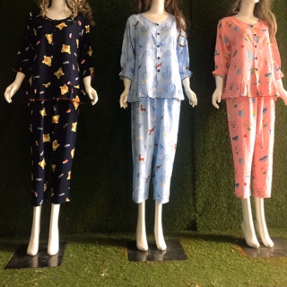 Đồ bộ lanh size đại tay dài cho mẹ bầu và sau sinh (65-80kg)