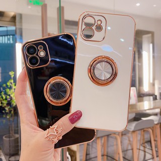 Ốp Điện Thoại 360 Nhẫn Cho iPhone 13 12 Pro Max Vỏ Mạ Vàng Kim Loại Đứng Ốp Lưng Cho iPhone 11 12 Pro Sang Trọng