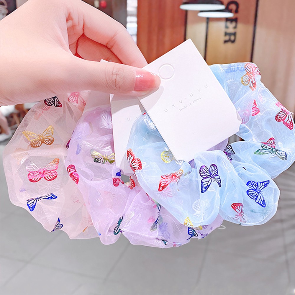 BLISS Fashion Hair Rope Girls Rubber Band Hair Tie Women Gauze Butterfly Korean Hair Band Ponytail Holder Scrunchies/Multicolor