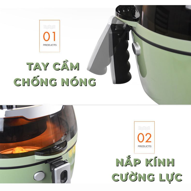 Nồi chiên không dầu NINE SHIELD 8L - Đảo Tự Động - Hàng Nhập Khẩu Chính Hãng - THẾ HỆ MỚI 2021