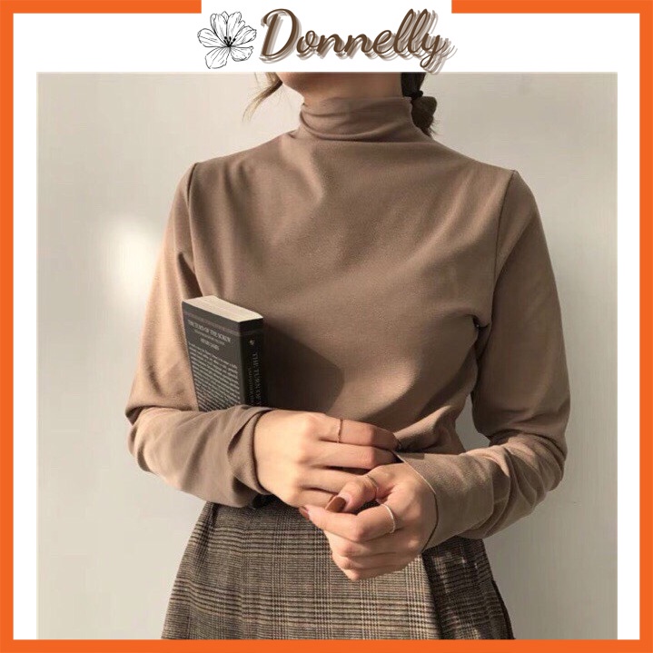 [Hàng Cao Cấp] Áo Giữ Nhiệt Nữ Cổ Cao Donnelly, Áo Cổ Lọ Tay Dài Có Lót Nỉ Phong Cách Hàn Quốc - CD018