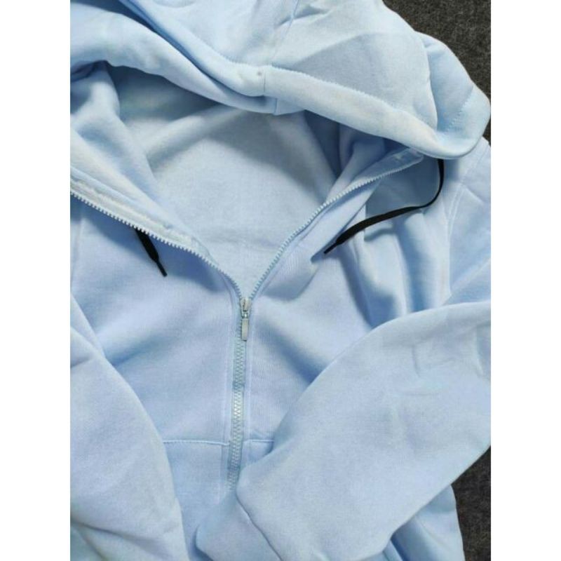 Áo hoodie dây kéo form rộng màu xanh lam M L XL 2XL 40kg - 85kg