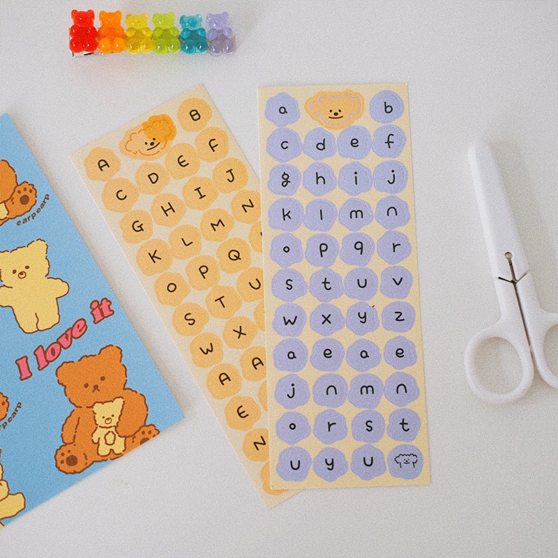 Sticker Hình Chữ Cái Dễ Thương Vintage. Sticker Bảng Chữ Cái