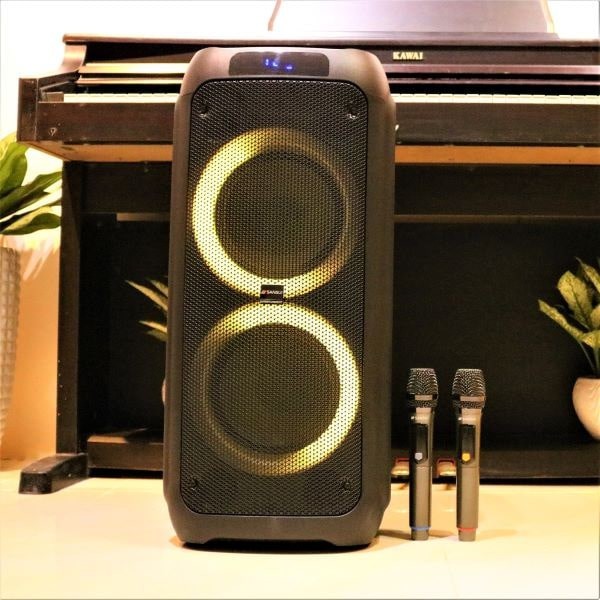 LOA KÉO DI ĐỘNG SANSUI A208-07 - BASS ĐÔI 2 TẤC , 2 MIC KO DÂY
