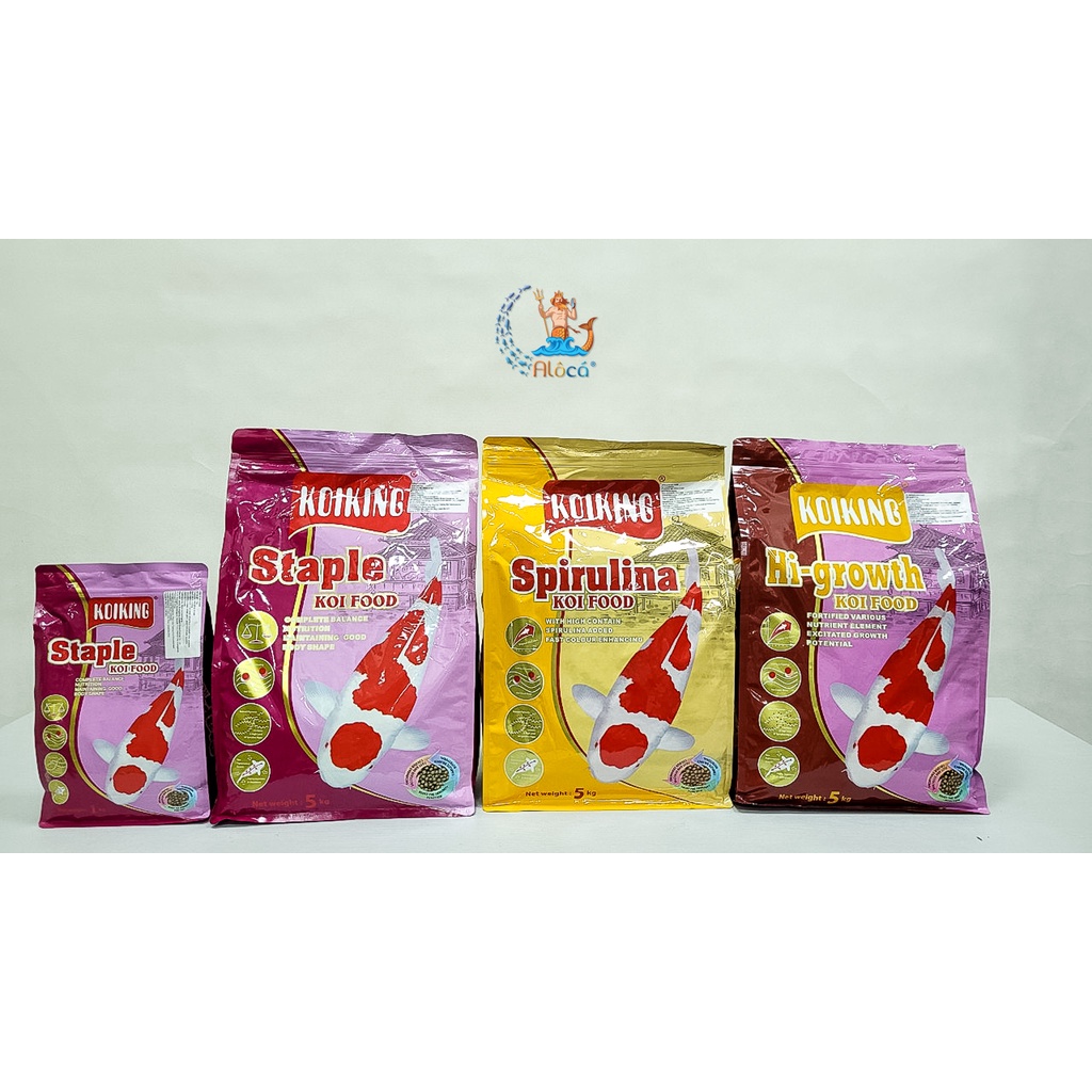 1kg,5kg cám cá Koi King Staple,Higrowth và Spirulina siêu tăng trưởng, tăng màu, tăng cường miễn dịch cỡ S,M,L